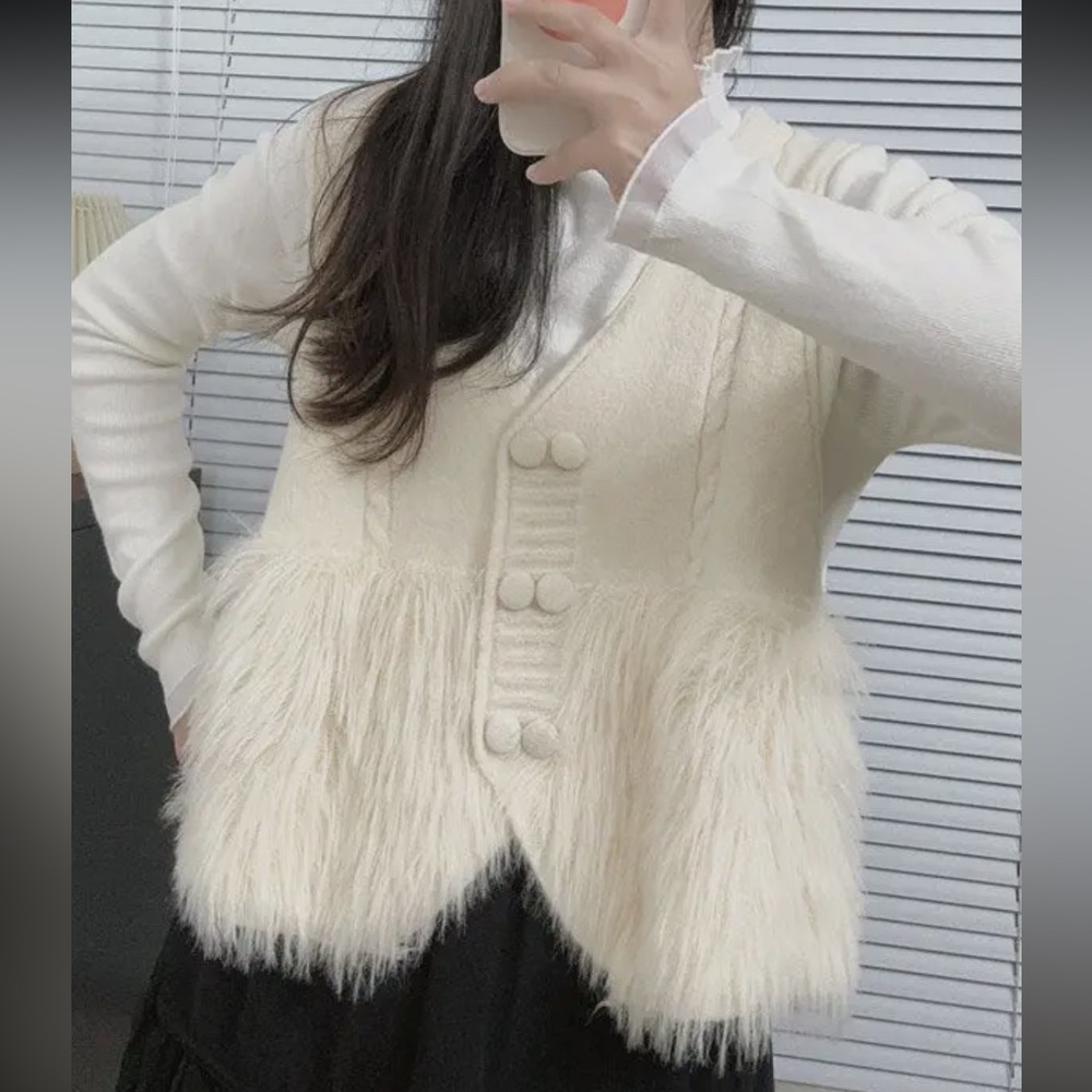 ShopEvelynne Cream Faux Fur Vest - NWOT